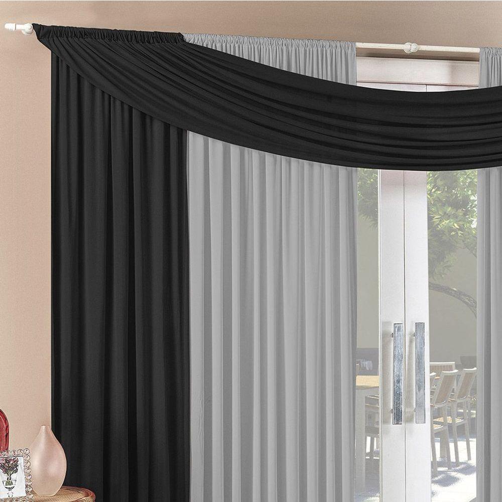 Cortina Alana 2,00M X 1,70M Preto Com Cinza Tecido Malha Para Sala Ou Quarto - 1