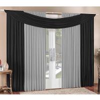 Cortina Alana 2,00M X 1,70M Preto Com Cinza Tecido Malha Para Sala Ou Quarto - 2