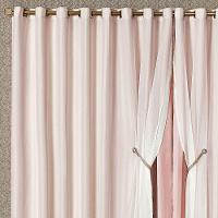 Cortina Bélgica 4,00M X 2,70M Tecido Microfibra Com Voal Pingentes Luxo - Rosê - 2