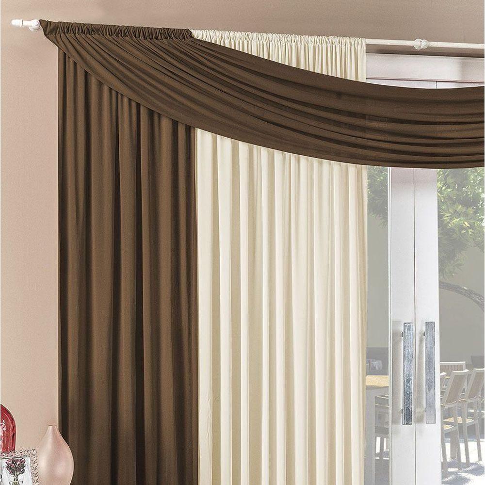 Cortina Alana 3,00M X 2,50M Tabaco Com Palha Tecido Malha Para Sala Ou Quarto - 1