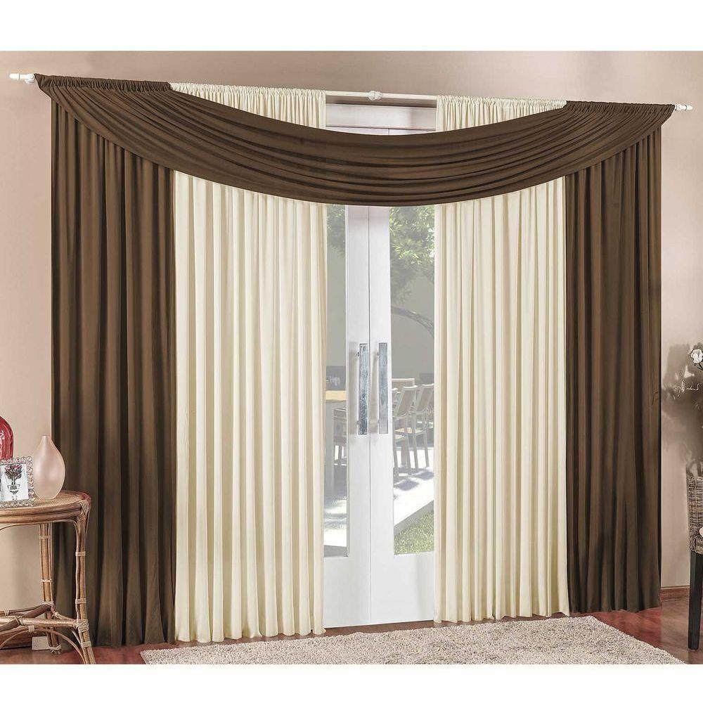 Cortina Alana 3,00M X 2,50M Tabaco Com Palha Tecido Malha Para Sala Ou Quarto - 2