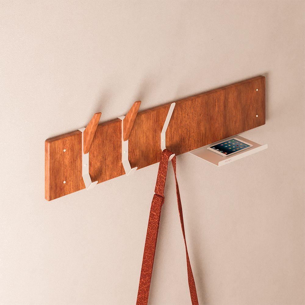 Cabideiro Suspenso Madeira Linha Home Padrão Morphi Design 80Cm Aço Branco - Cor: Branco - 2