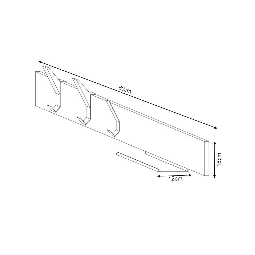 Cabideiro Suspenso Madeira Linha Home Padrão Morphi Design 80Cm Aço Branco - Cor: Branco - 3
