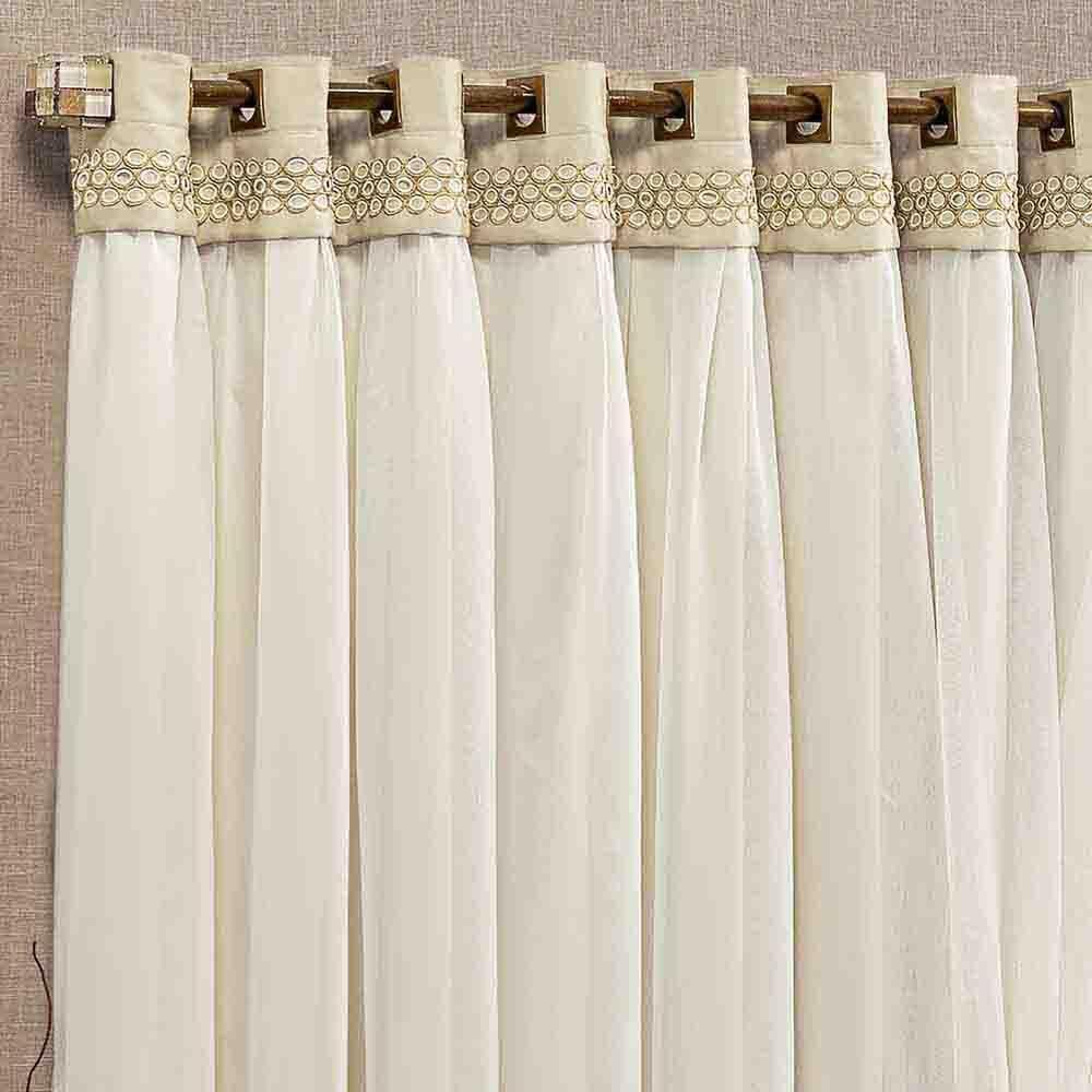 Cortina Alemanha 3,00M X 2,50M Palha Tecido Blackout Com Voal Premium Varão - 3