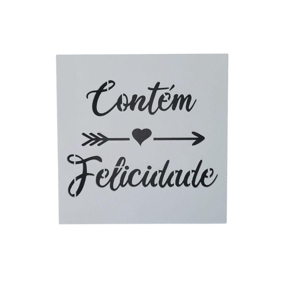 Caixas Personalizadas Brancas 100% Mdf (17x17x07) Contém Felicidade - 2