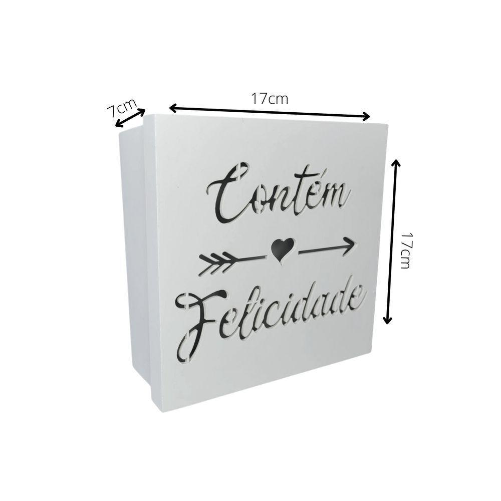 Caixas Personalizadas Brancas 100% Mdf (17x17x07) Contém Felicidade - 3