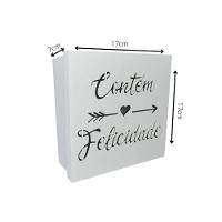 Caixas Personalizadas Brancas 100% Mdf (17x17x07) Contém Felicidade - 3