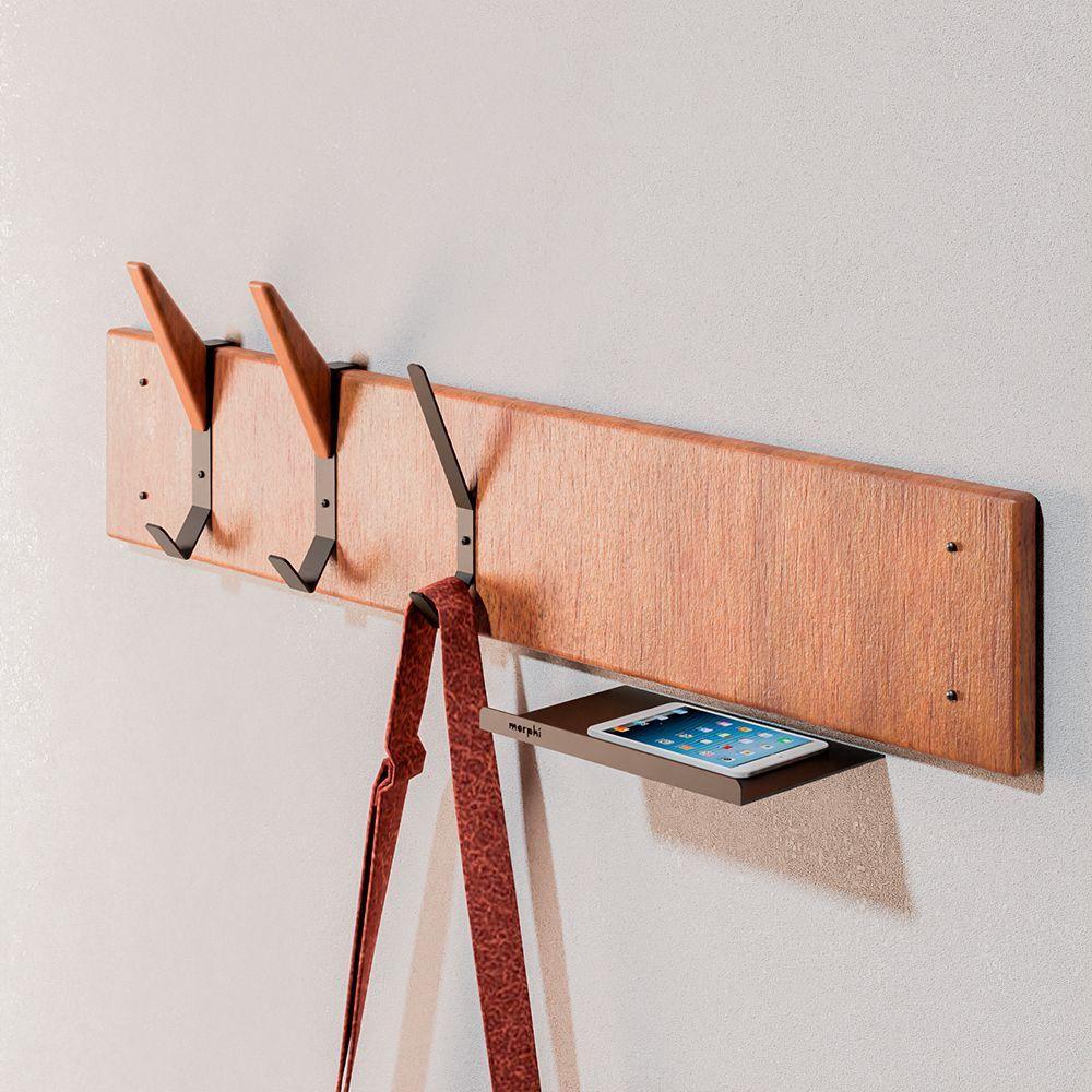 Cabideiro De Madeira Linha Home Morphí Design 80Cm Aço Preta - Cor: Preto - 2