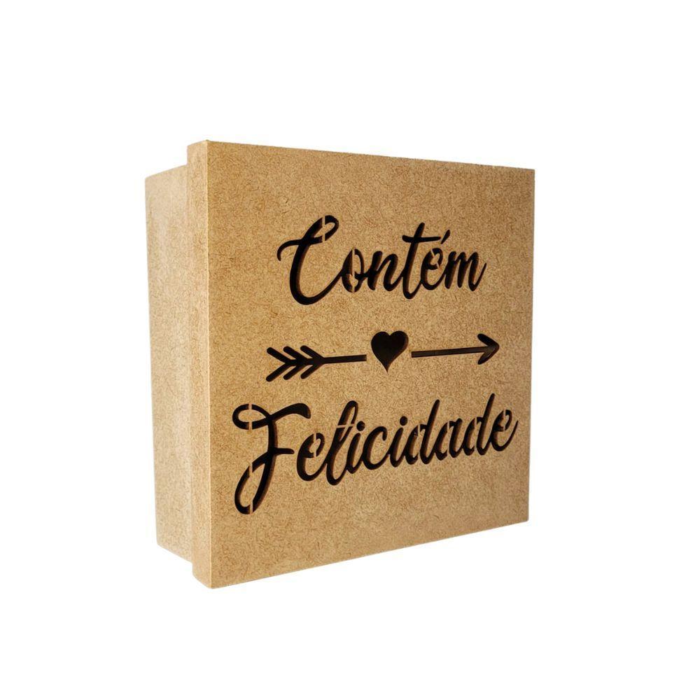 Caixas Personalizadas 100% Mdf Cru (17x17x07) Contém Felicidade - 1