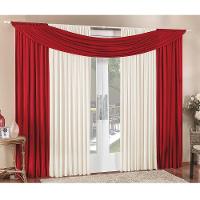 Cortina Alana 3,00M X 2,50M Vermelha Com Palha Tecido Malha Para Sala Ou Quarto - 2