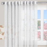 Cortina De Renda Floral 3,00M X 2,70M Charme Para Varão Simples Com Ilhóses - Branca - 2