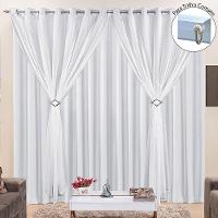 Cortina Jéssica 2,00M X 1,70M Tecido Microfibra Com Voal Exclusiva Para Trilho Comum - Branco - 1