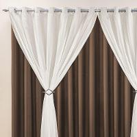 Cortina Jéssica 3,00M X 2,80M Tecido Microfibra Com Voal Exclusiva Para Trilho Comum - Tabaco - 2