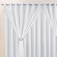 Cortina Jéssica 3,00M X 2,80M Tecido Microfibra Com Voal Exclusiva Para Trilho Comum - Branco - 2