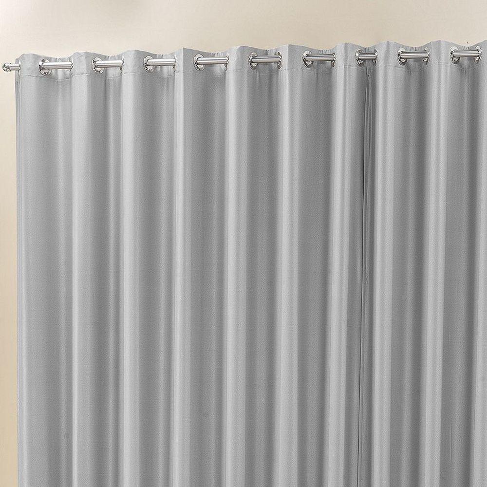 Cortina Madri 2,00M X 1,70M Cinza Liso Tecido Semi Blackout Para Sala Ou Quarto - 2