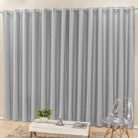 Cortina Madri 2,00M X 1,70M Cinza Liso Tecido Semi Blackout Para Sala Ou Quarto - 1