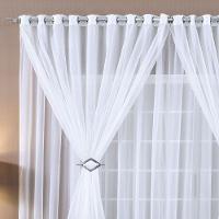 Cortina Paula 2,00M X 1,70M Branca Para Trilho Comum Tecido Voal Leve Clean - 3