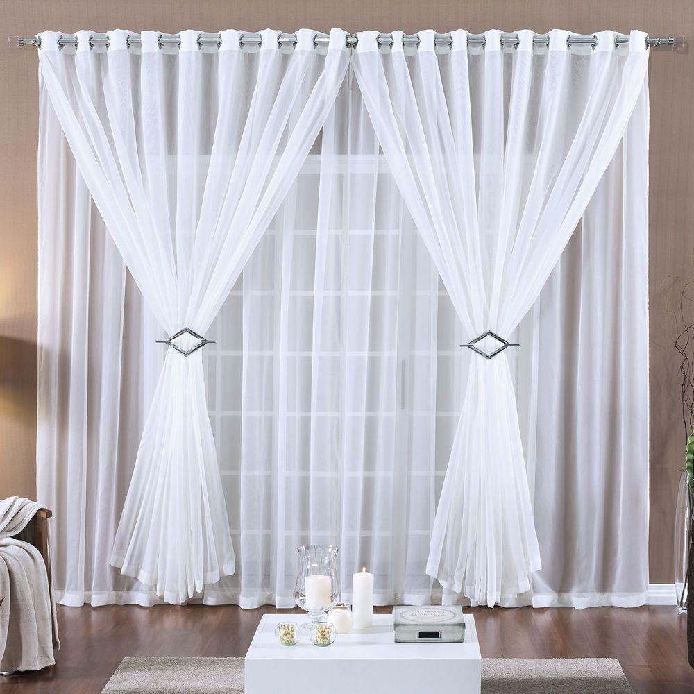Cortina Paula 2,00M X 1,70M Branca Tecido Voal Leve Clean Para Sala Ou Quarto - 1