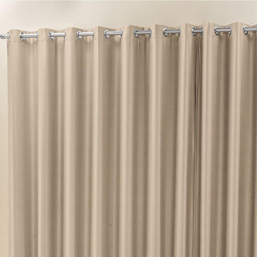 Cortina Madri 4,00M X 2,50M Bege Liso Tecido Semi Blackout Para Sala Quarto - 1