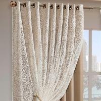 Cortina Monalisa 3,00M X 2,50M Varão Simples Tecido Blackout Com Renda Floral - Chocolate - 3