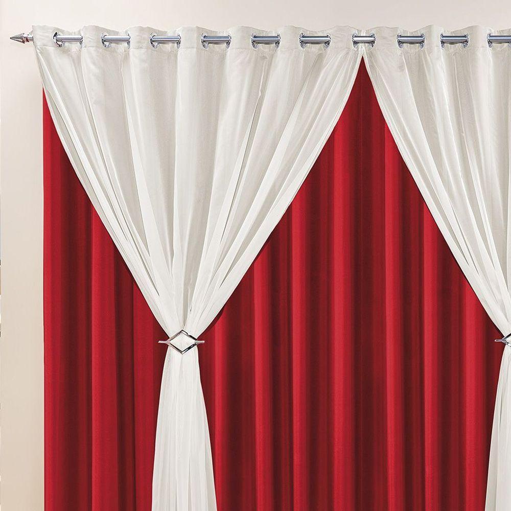 Cortina Jéssica 4,00M X 2,80M Tecido Microfibra Com Voal Exclusiva Para Trilho Comum - Bege - 3