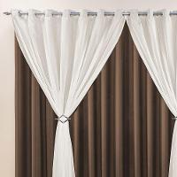 Cortina Jéssica 4 Metros Tabaco Tecido Microfibra Com Voal Clássica Sala Quarto - 3