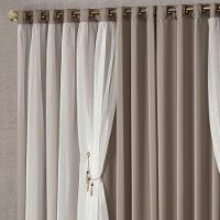 Cortina Mabelle 3,00M X 2,50M Semi Blackout Com Voal Premium Pingentes Sala Quarto - Avelã - 1