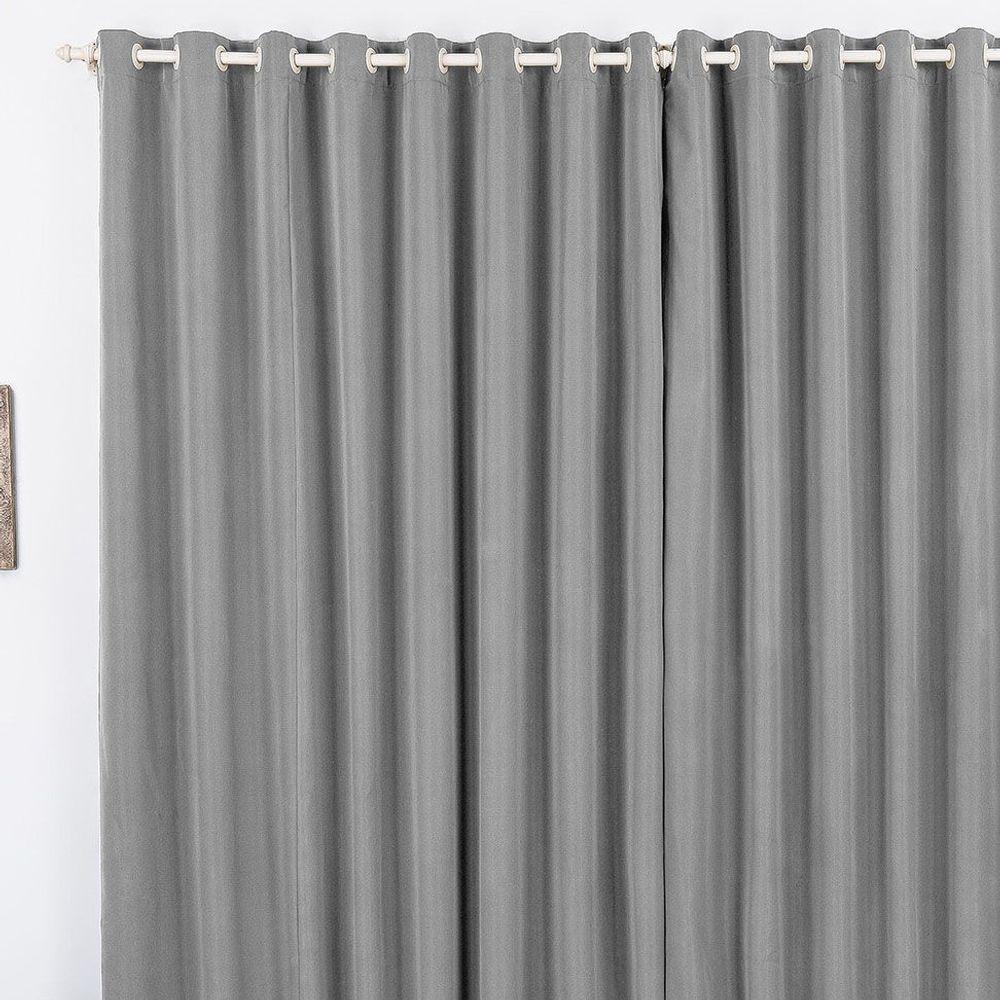 Cortina Duda 3,00M X 2,80M Metros Cinza Tecido Oxford Para Sala Ou Quarto - 2