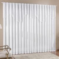 Cortina Nicole 4 Metros Branca Tecido Microfibra Com Renda Floral Sala Quarto - 1