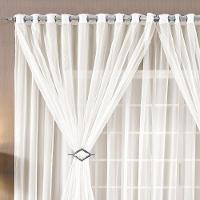 Cortina Paula 4,00M X 2,80M Palha Para Trilho Comum Tecido Voal Leve Clean Sala - 3