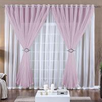 Cortina Paula 2,00M X 1,70M Rosa Tecido Voal Leve Clean Para Sala Ou Quarto - 1