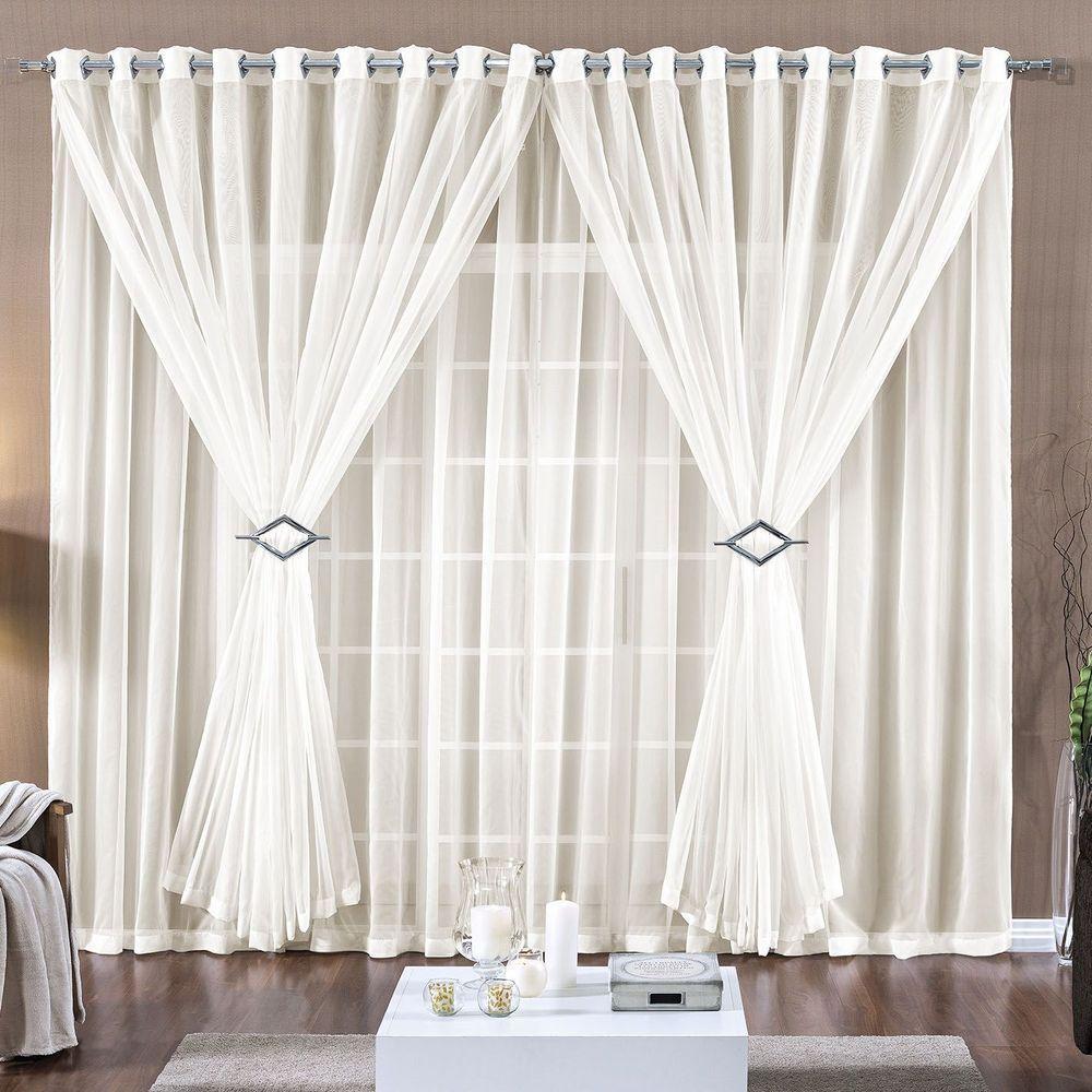 Cortina Paula 4,00M X 2,80M Palha Tecido Voal Leve Clean Para Sala Ou Quarto - 1