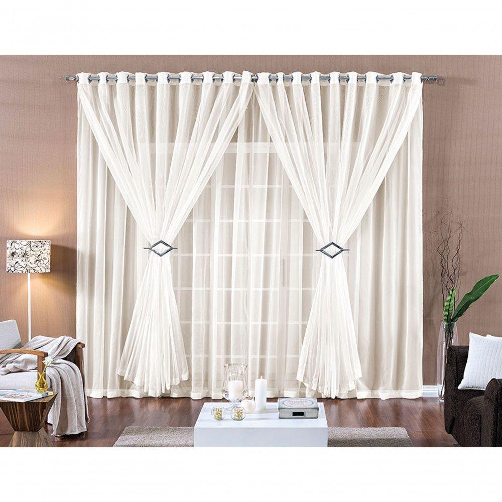 Cortina Paula 4,00M X 2,80M Palha Tecido Voal Leve Clean Para Sala Ou Quarto - 2