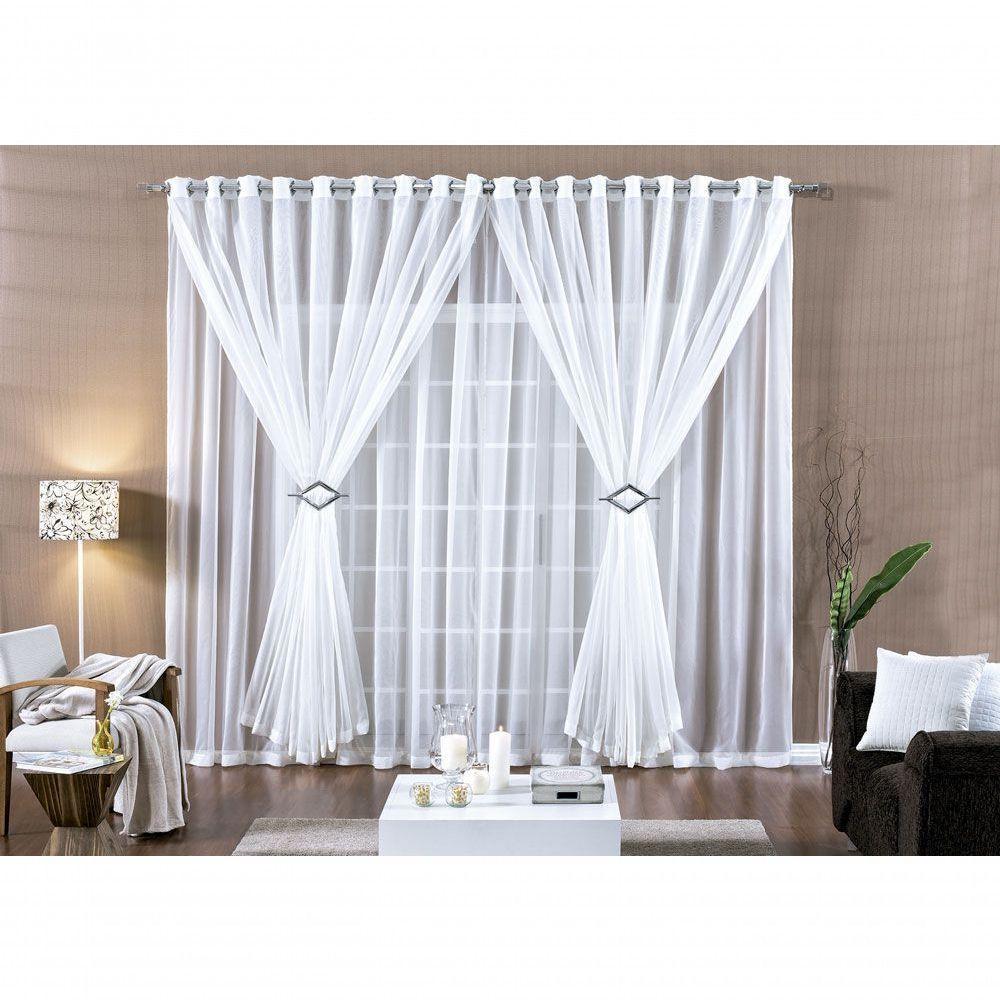 Cortina Paula 3,00M X 2,80M Branca Tecido Voal Leve Clean Para Sala Ou Quarto - 2