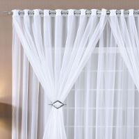 Cortina Paula 3,00M X 2,80M Branca Tecido Voal Leve Clean Para Sala Ou Quarto - 3