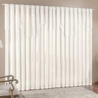 Cortina Nicole 2 Metros Palha Tecido Microfibra Com Renda Floral Sala Quarto - 1