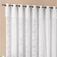 Cortina Luna 3,00M X 2,50M Branca Tecido Renda Floral Leve Para Sala Ou Quarto - 2