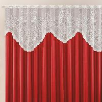 Cortina Nicole 3,00M X 2,50M Vermelha Tecido Microfibra Com Renda Varão Simples - 1