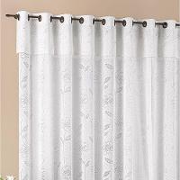 Cortina Luna 3 Metros Para Trilho Comum Branca Renda Floral Sala Ou Quarto - 3