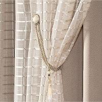 Cortina Realce 2,00M X 1,70M Tecido Semi Blackout Com Voil Xadrez Varão Simples - Avelã - 2