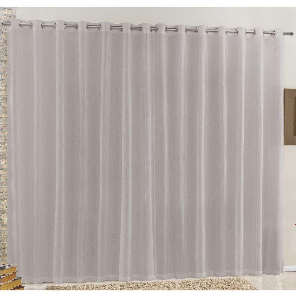 Cortina Rubi 2,00M X 1,70M Cinza Tecido Voal Linho Detalhada Sala Quarto Leve - 1