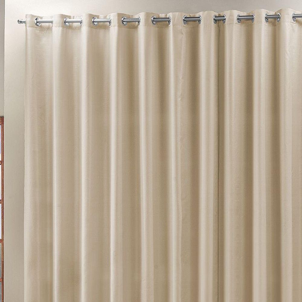 Cortina Roma 4,00M X 2,50M Bege Tecido Rafia Detalhado Para Sala Ou Quarto - 1