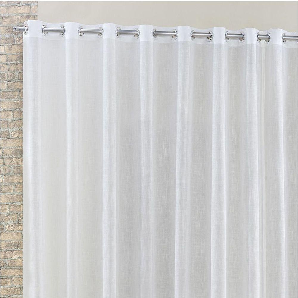 Cortina Rubi 2,00M X 1,70M Branca Tecido Voal Linho Detalhada Sala Quarto Leve - 1