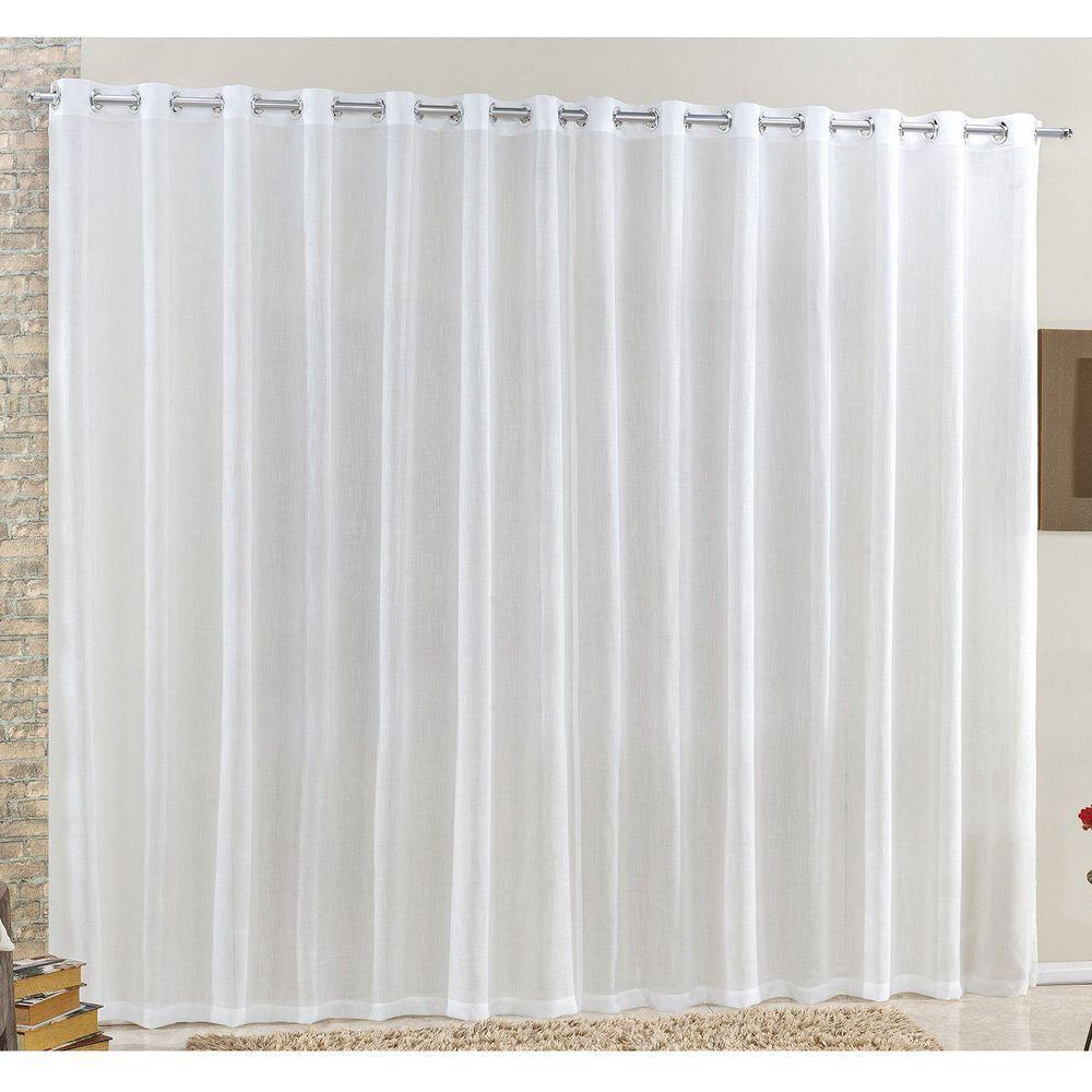Cortina Rubi 2,00M X 1,70M Branca Tecido Voal Linho Detalhada Sala Quarto Leve - 2