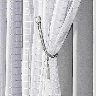 Cortina Realce 2,00M X 1,70M Tecido Semi Blackout Com Voil Xadrez Varão Simples - Cinza