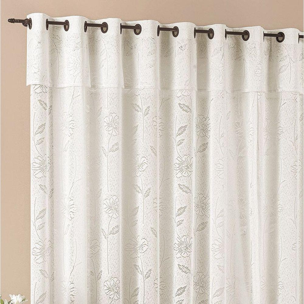 Cortina Luna 4,00M X 2,50M Palha Tecido Renda Floral Leve Para Sala Ou Quarto - 2