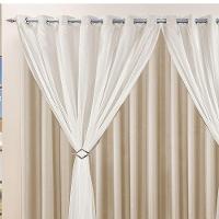 Cortina Jéssica 4,00M X 2,80M Tecido Microfibra Com Voal Exclusiva Para Trilho Comum - Bege - 2