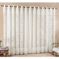 Cortina Luna 3,00M X 2,50M Palha Tecido Renda Floral Leve Para Sala Ou Quarto - 1