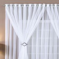 Cortina Paula 3,00M X 2,80M Branca Para Trilho Comum Tecido Voal Leve Clean - 3
