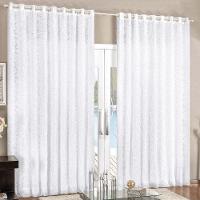 Cortina Renda 2,00M X 1,70M Branca Tecido Renda Com Voal Floral Sala Ou Quarto - 1